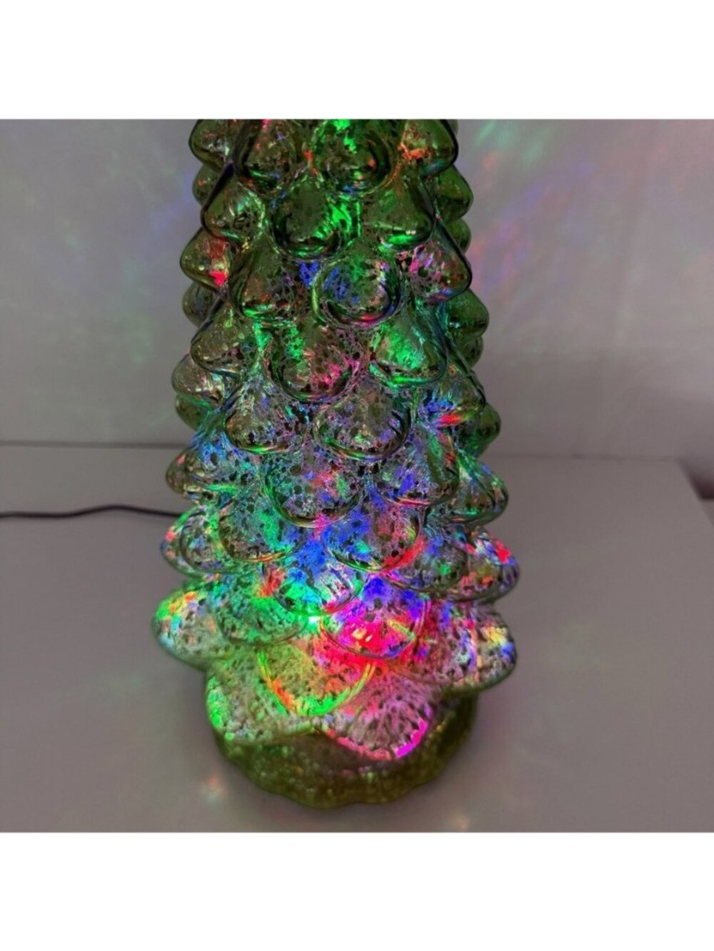 Mercury Glass Kaleidoscope Light Show Green Tree by Valerie Parr Hill 16” - Picture 2 of 8